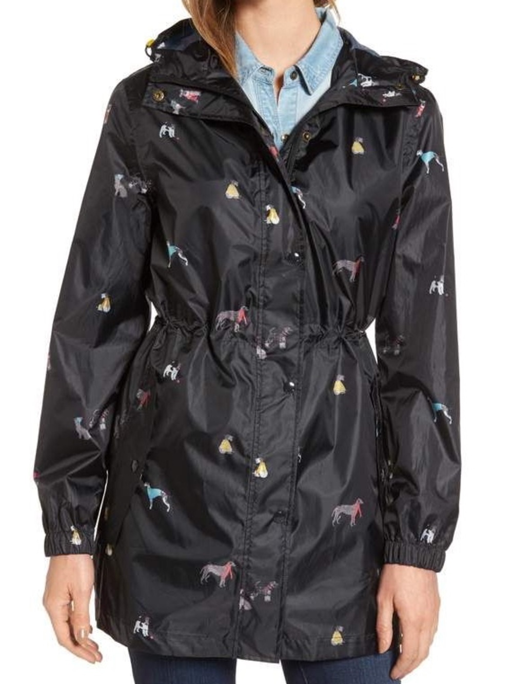 It’s raining cats and dogs Printed Lightweight Hooded Rain Jacket